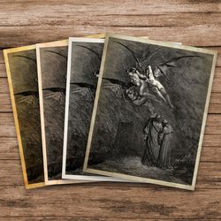 Lucifer, Witch, Dark style, The Erinnys, demons, Gustave Dore, Witchy style, demonic decor, satanic, magic print
