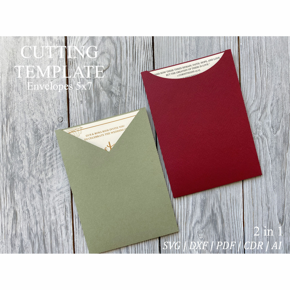 Set of simple blank pocket envelopes 5x7 digital template svg