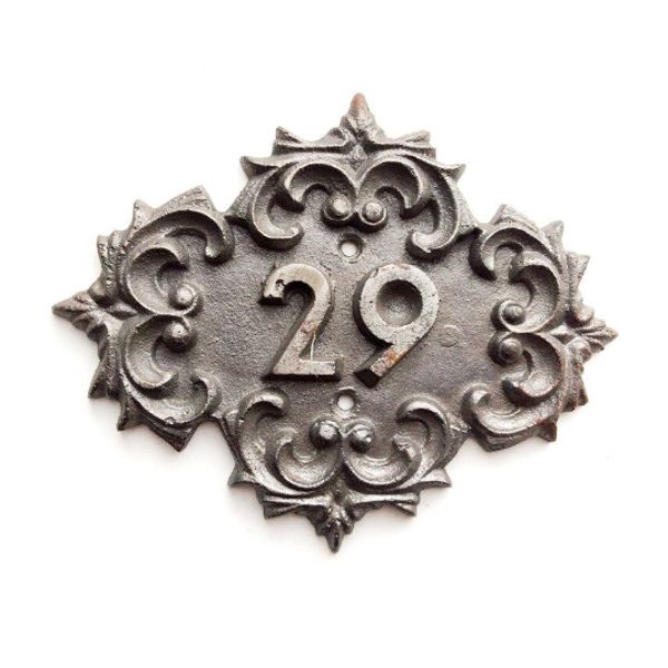 29 address door number plaque cast iron vintage