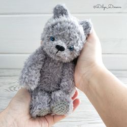 Crochet pattern wolf amigurumi plush gray wolf toy stuffed animal wolf Little wolf cub softie wolf