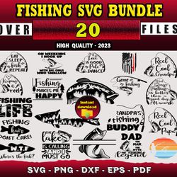 20 FISHING SVG BUNDLE - SVG, PNG, DXF, EPS, PDF Files For Print And Cricut