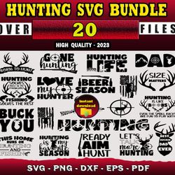 20 HUNTING SVG BUNDLE - SVG, PNG, DXF, EPS, PDF Files For Print And Cricut