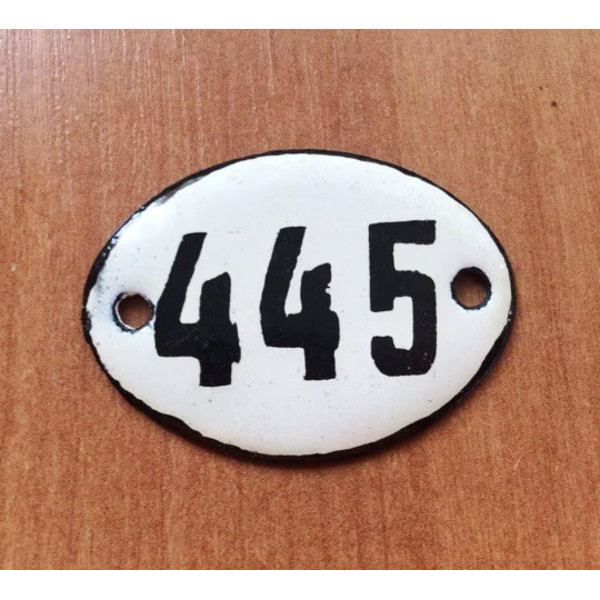 address plate 445 small door number sign vintage