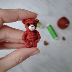 Micro teddy bear Miniature toy Collection bear 0.8 inch Extremely tiny crocheted