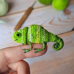 Micro iguana Miniature toy Collection 1.8 inch tiny crocheted