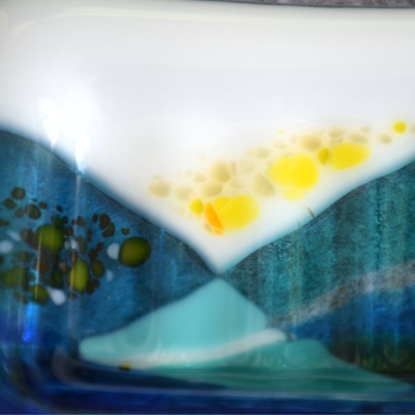 Soap dish fused glass - Blue glass sponge holder - Soap saver for bathroom decor