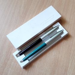 Vintage Soviet Set Ballpoint Pens Student in Gift Souvenir Box