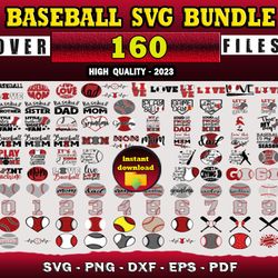 160 BASEBALL SVG BUNDLE - SVG, PNG, DXF, EPS, PDF Files For Print And Cricut