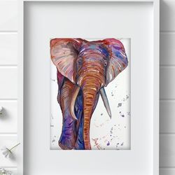 Elephant Painting Watercolor Wall Decor 8"x11" home art animals watercolor painting by Anne Gorywine