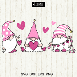 valentine gnomes with pink hearts clipart svg, scandi gnome svg, i love you svg, valentine shirt design, gnome cricut