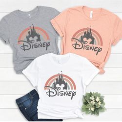 disney rainbow castle shirt, disney vintage ,disney family shirt, disney castle shirt, disney retro shirt.