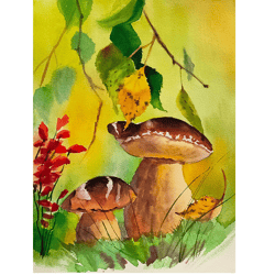 Original watercolor 8.27 x 11.69 inch Mushrooms painting home decor art wall decor Aquarelle Drawing Handmade Picture