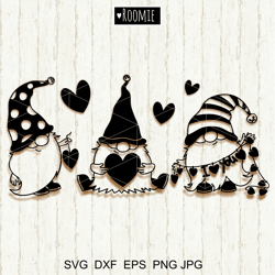 Valentine Gnomes with Hearts Clipart Svg, Valentine Shirt Design, Scandinavian Gnome Svg, i love you svg, Gnome CricutW