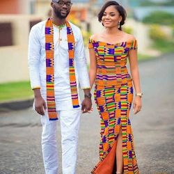 African couples clothing, couple's attire, different sizes and colors, wedding outfit, handmade wears, native wears,