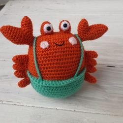 hand crochet funny crab stuffed toys animals sea plush toys knit amigurumi gift