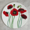 Glass plate with Poppy - Fused glass home decor - Glass dish with red Poppy - Decorative plates with flowers