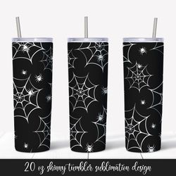 Halloween cobweb and spiders tumbler sublimation wrap