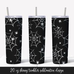 halloween cobweb and spiders tumbler sublimation wrap