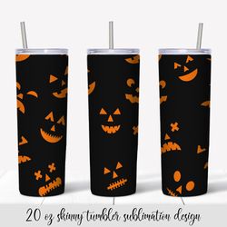 creepy halloween pumpkin faces tumbler sublimation wrap