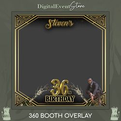 360 birthday man photobooth overlay videobooth template custom 360 slomo overlay 360 photo booth bday 360 gold frame