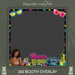 80s Party Photobooth 360 Overlay Neon 90s Party Videobooth Template 360 Nostalgic Bday Personalized Touchpix Custom