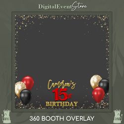 360 Ballons Birthday Classical Overlay Colored Ballons Photobooth Overlay 15th Birthday Videobooth Template Custom 360