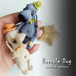 Hercule dog crochet pattern, brooch crochet pattern, amigurumi toy pattern, crochet DIY, crochet guide, how to crochet