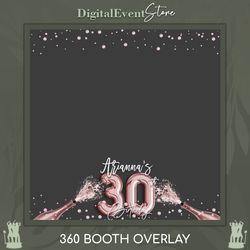 360 Rose Gold 30th Ballone Birthday Overlay Rose Gold Diamonds Photobooth Champagne Videobooth Template Personalized 360