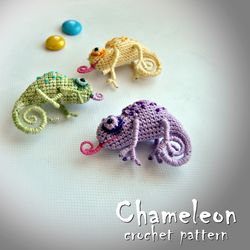 Chameleon brooch crochet pattern, amigurumi toy pattern, crochet brooch DIY, crochet tutorial, how to crochet guide