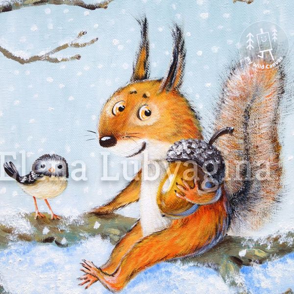 Squirrel With Acorn, Cute Painting on Canvas by MyWildCanvas-2.jpg