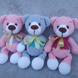 Crochet Cuddle Bear Toy / Amigurumi Toy / Hug You Happy Bear / Toddler toy / Newborn gift / Handmade