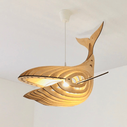 whale - ceiling chandelier. wooden pendant light. hanging lamp fish. lighting for children's room. nursery night light