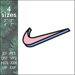 nike embroidery design, two layer swoosh classic logo, 4 sizes