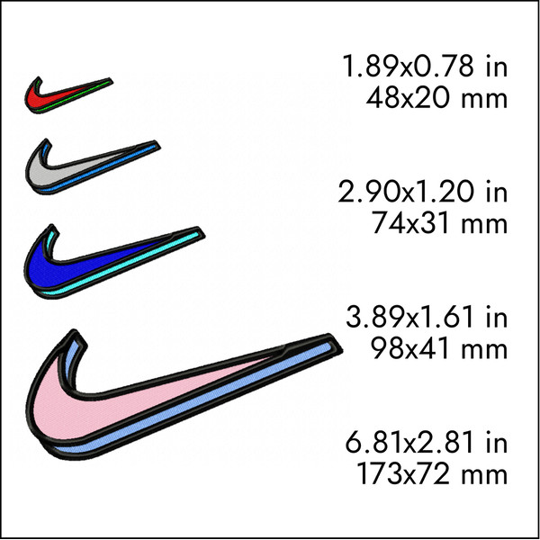 nike swoosh two layers machine embroidery designs