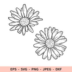 Daisy Svg Outline Flower File for Cricut Chamomile Bud dxf for laser cut