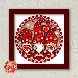 Valentine's Day Shadow Box with Gnomes Svg for Cricut