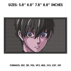 blue lock isagi yoichi embroidery design file pes. anime embroidery pattern. 5.8/ 6,8 /7,8 /8,8in. digitizing pes design
