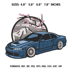 nissan silvia embroidery design file. japan sakura embroidery pattern. 4.8/ 5,8 /6,8 /7,8in. digital design instant down