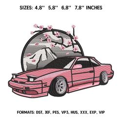 NISSAN 180SX Embroidery design file. Japan sakura embroidery pattern. 4.8/ 5,8 /6,8 /7,8 in. Digital design instant down