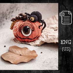 pumpkin with a spider crochet pattern / halloween amigurumi / halloween decor / amigurumi pumpkin monster