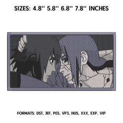 itachi uchiha sasuke embroidery design file. anime embroidery pattern. 4.8/ 5,8 /6,8 /7,8in. digital design instant down