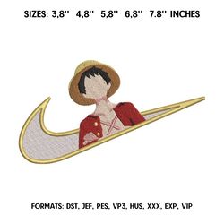 luffy embroidery design file/ one piece anime embroidery design/ machine  design pes dst. monkey d luffy embroidery pes