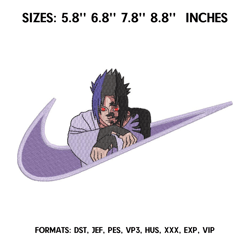 uchiha sasuke embroidery design file / naruto anime embroidery design/ machine embroidery pattern. pes dst exp nike logo