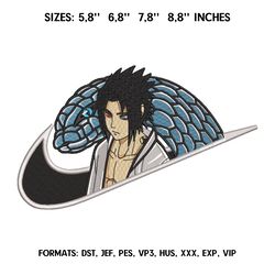 Uchiha Sasuke Embroidery Design File / Naruto Anime Embroidery Design/ Machine embroidery pattern. Pes Dst Exp Nike Logo