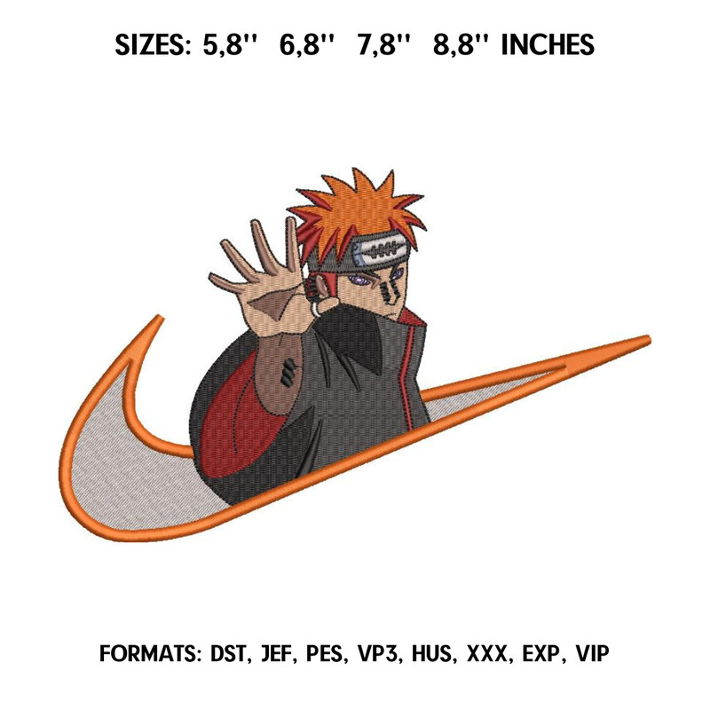 Pain Design File / Naruto Anime Embroidery Design/ Machine embroidery pattern. Pes Dst Exp, Yahiko, Nagato Uzumaki, Rinnegan