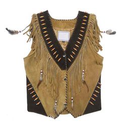 fringed beaded western leather vest