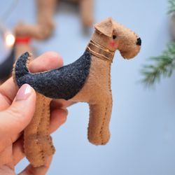 Airedale terrier  Ornament ,Felt Dog ,Custom pet, stuffed animals for crib mobile