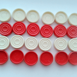 Soviet red white plastic checkers pieces set game USSR