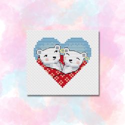 heart bears cross stitch pattern