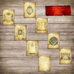8 vintage BOS pages for your grimoire, Masonic / occult symbols , Masonic illustrations for the Book of Shadows